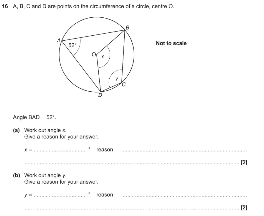 Question 16 - GCSE OCR Higher Maths Past Paper 5 (Non-Calculator) - June 2017