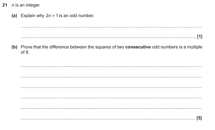 Question 21 - GCSE OCR Higher Maths Past Paper 5 (Non-Calculator) - June 2017