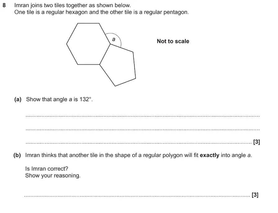 Question 8 - GCSE OCR Higher Maths Past Paper 5 (Non-Calculator) - June 2017