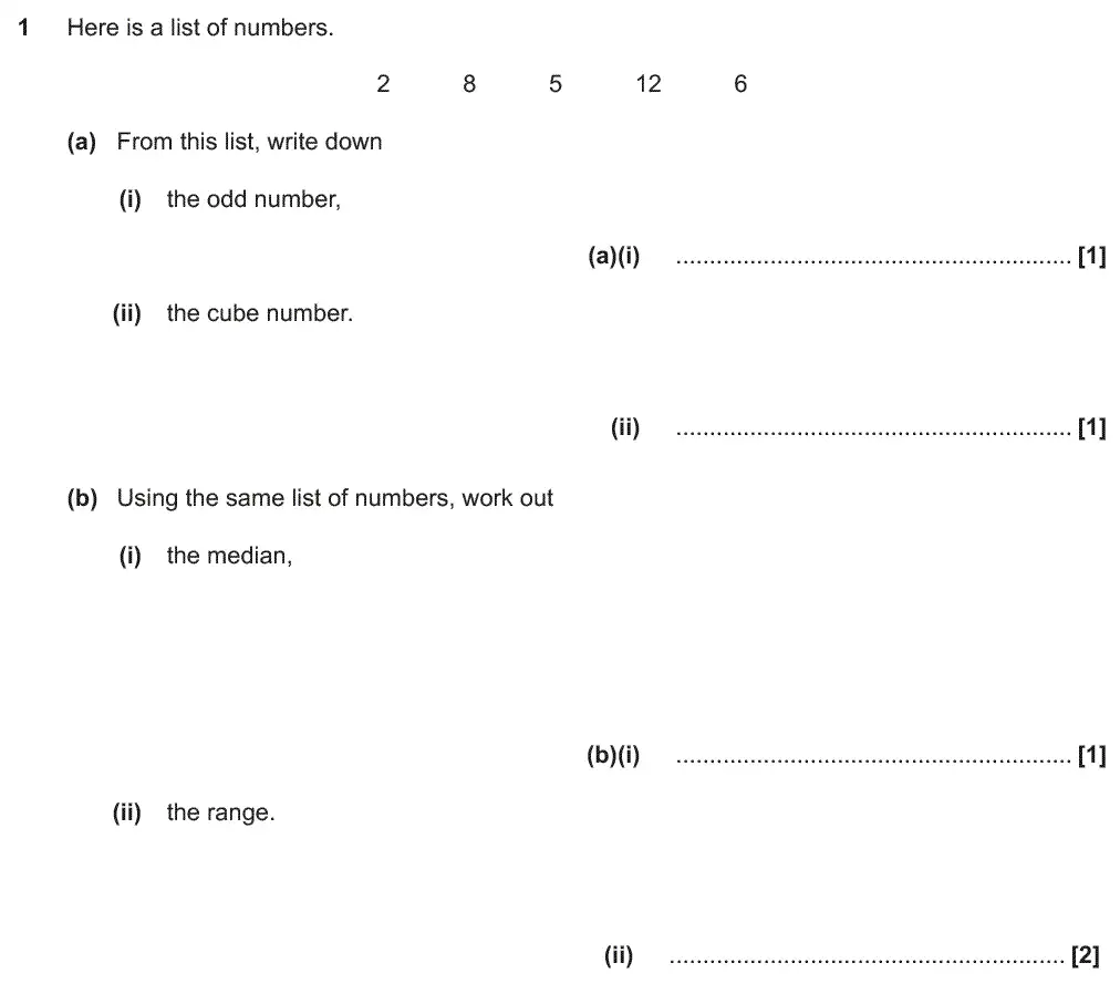 Question 1 - GCSE OCR Foundation Maths Past Paper 1 (Calculator) - June 2018