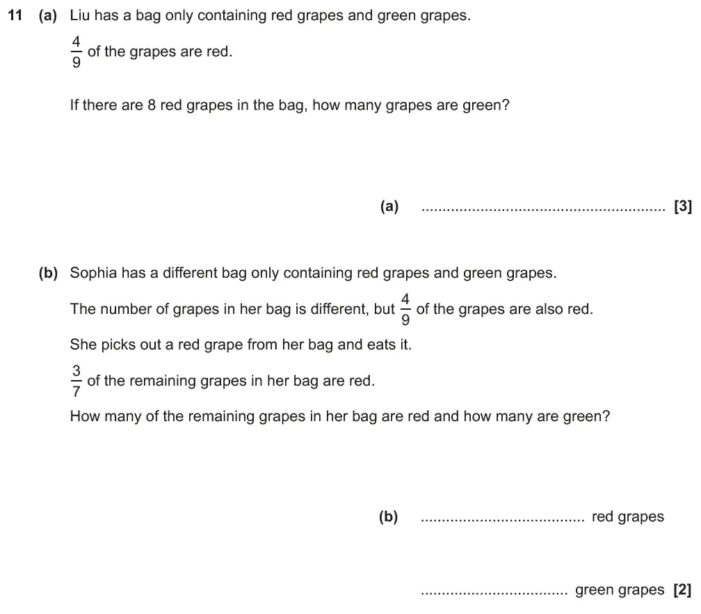 Question 11 - GCSE OCR Foundation Maths Past Paper 2 (Non-Calculator) - June 2018