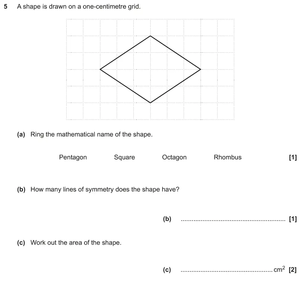 Question 5 - GCSE OCR Foundation Maths Past Paper 2 (Non-Calculator) - June 2018