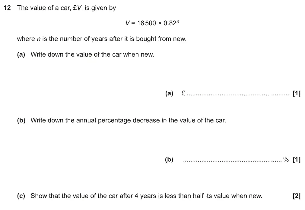 Question 12 - GCSE OCR Higher Maths Past Paper 4 (Calculator) - June 2018