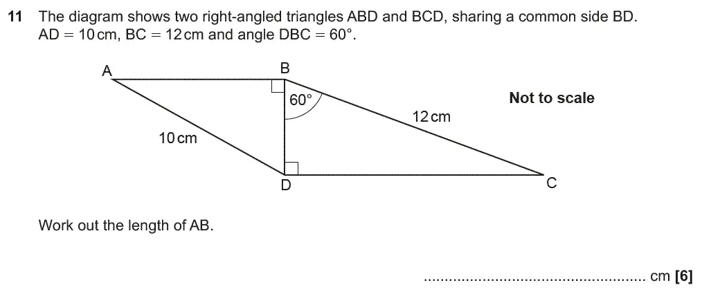 Question 11 - GCSE OCR Higher Maths Past Paper 5 (Non-Calculator) - June 2018