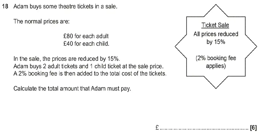 Question 18 - GCSE OCR Foundation Maths Past Paper 2 (Non-Calculator) - June 2019