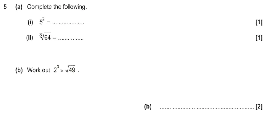 Question 5 - GCSE OCR Foundation Maths Past Paper 2 (Non-Calculator) - June 2019