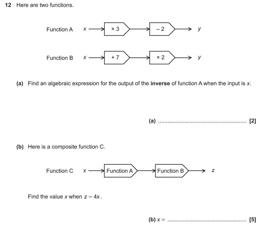 Question 12 - GCSE OCR Higher Maths Past Paper 5 (Non-Calculator) - June 2019