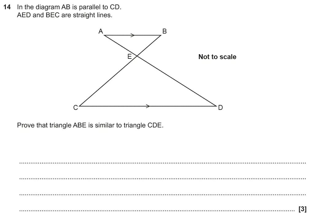 Question 14 - GCSE OCR Higher Maths Past Paper 5 (Non-Calculator) - June 2019