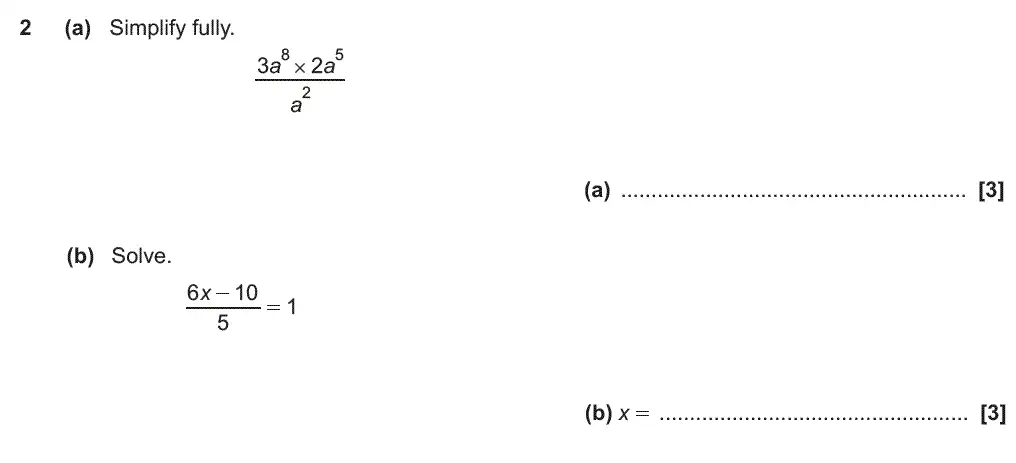Question 2 - GCSE OCR Higher Maths Past Paper 5 (Non-Calculator) - June 2019