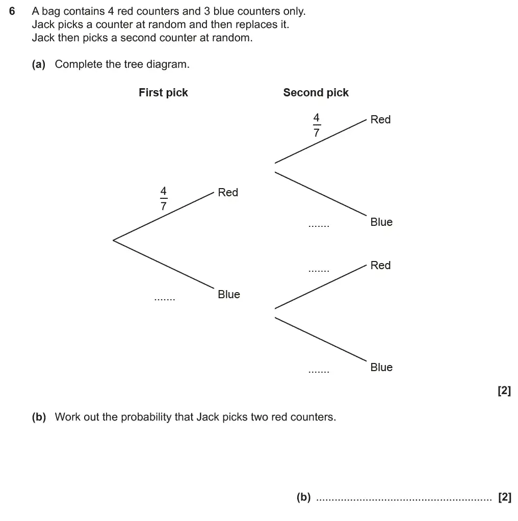 Question 6 - GCSE OCR Higher Maths Past Paper 5 (Non-Calculator) - June 2019