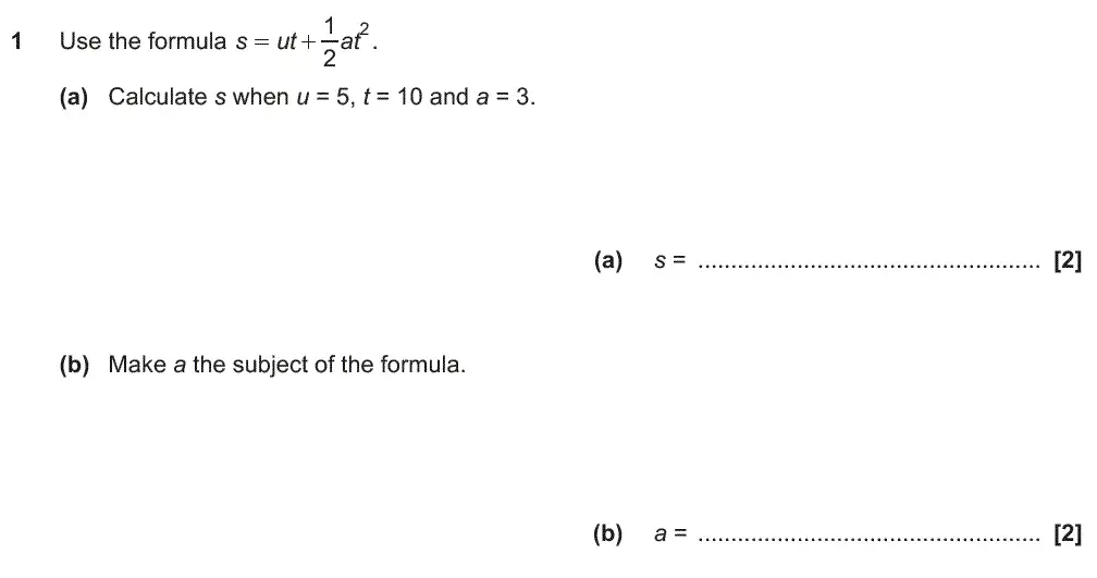 Question 1 - GCSE OCR Higher Maths Past Paper 6 (Calculator) - November 2017