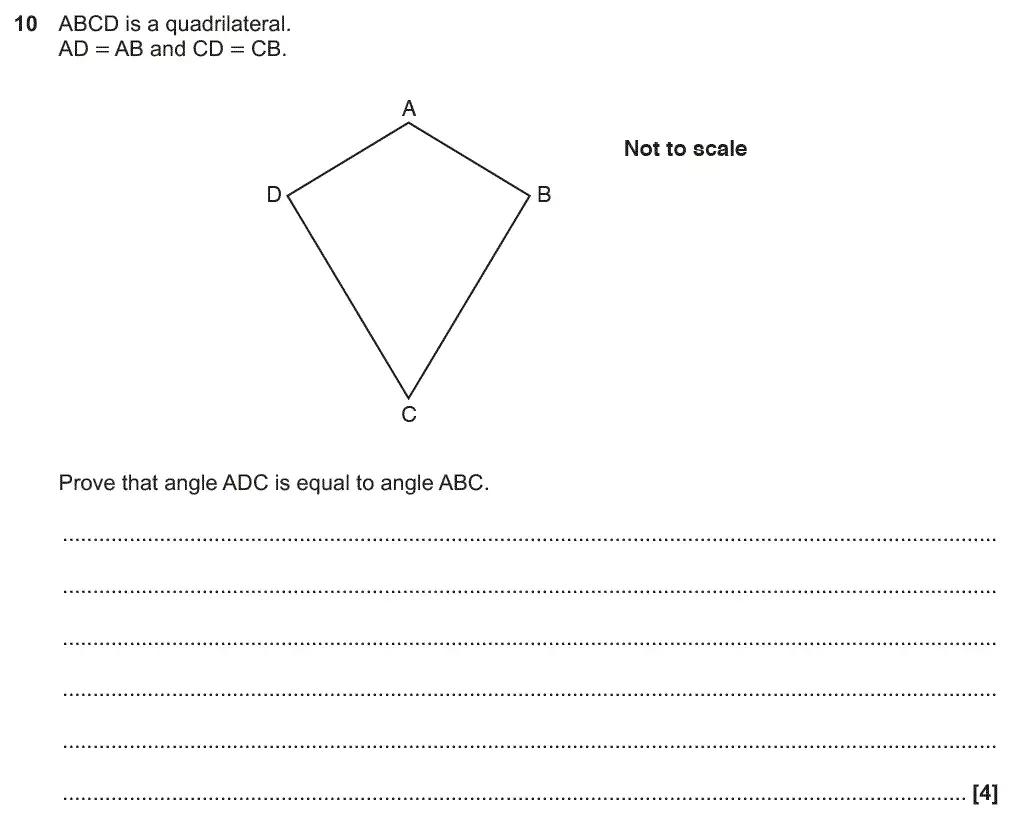 Question 10 - GCSE OCR Higher Maths Past Paper 5 (Non-Calculator) - November 2017