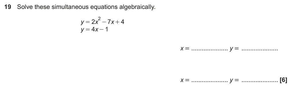 Question 19 - GCSE OCR Higher Maths Past Paper 5 (Non-Calculator) - November 2017