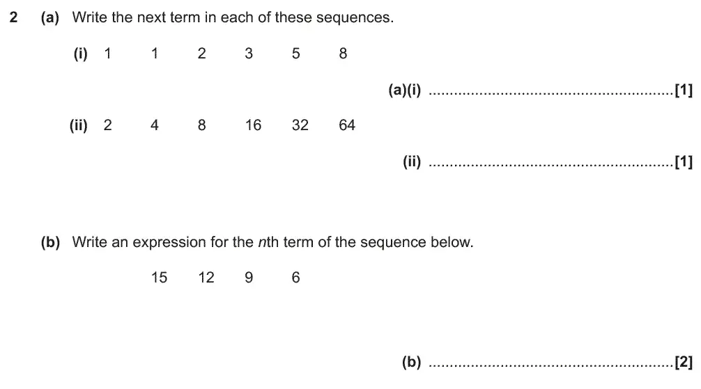 Question 2 - GCSE OCR Higher Maths Past Paper 5 (Non-Calculator) - November 2017