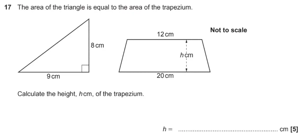 Question 20 - GCSE OCR Foundation Maths Past Paper 3 (Calculator) - November 2020
