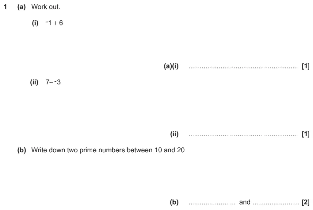 Question 1 - GCSE OCR Foundation Maths Past Paper 2 (Non-Calculator) - November 2020