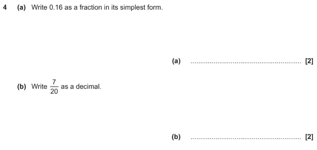 Question 4 - GCSE OCR Foundation Maths Past Paper 2 (Non-Calculator) - November 2020