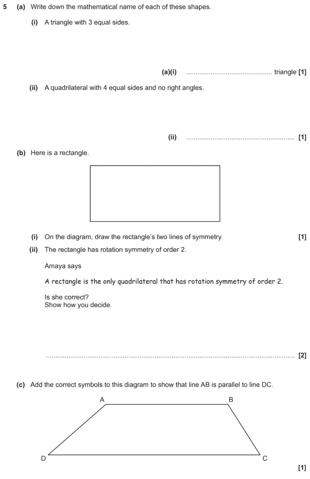 Question 5 - GCSE OCR Foundation Maths Past Paper 2 (Non-Calculator) - November 2020