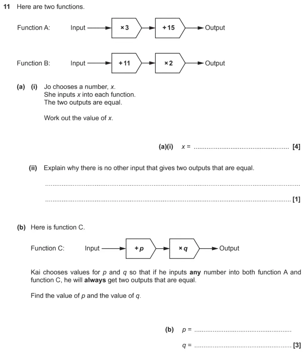 Question 11 - GCSE OCR Higher Maths Past Paper 6 (Calculator) - November 2020