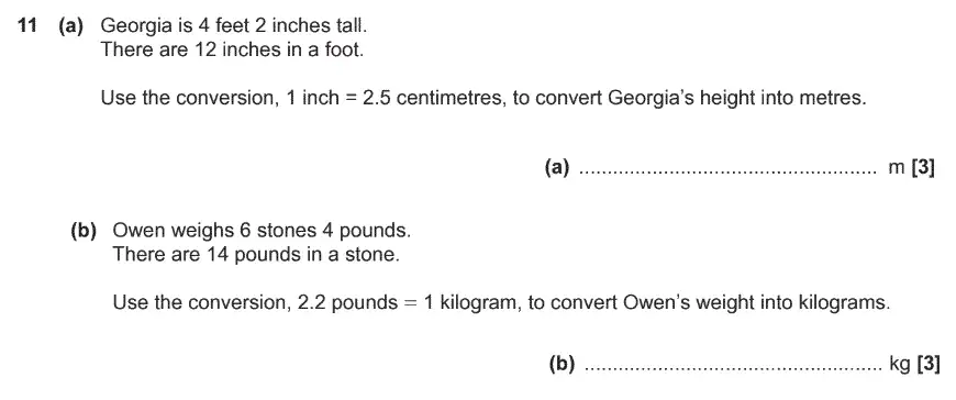 Question 11 - GCSE OCR Foundation Maths Past Paper 2 (Non-Calculator) - November 2017