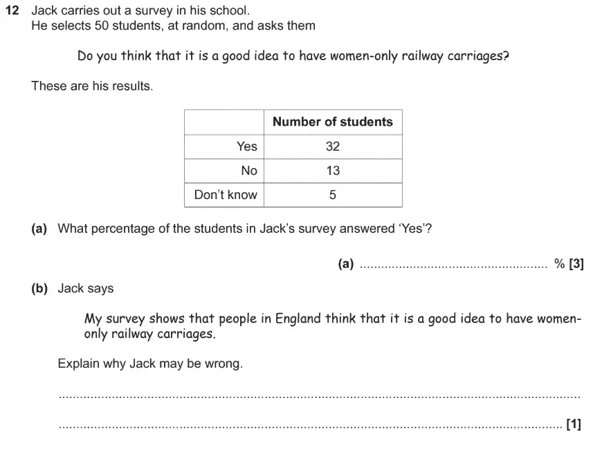 Question 12 - GCSE OCR Foundation Maths Past Paper 2 (Non-Calculator) - November 2017