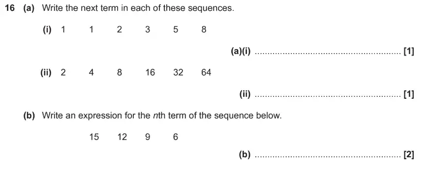 Question 16 - GCSE OCR Foundation Maths Past Paper 2 (Non-Calculator) - November 2017