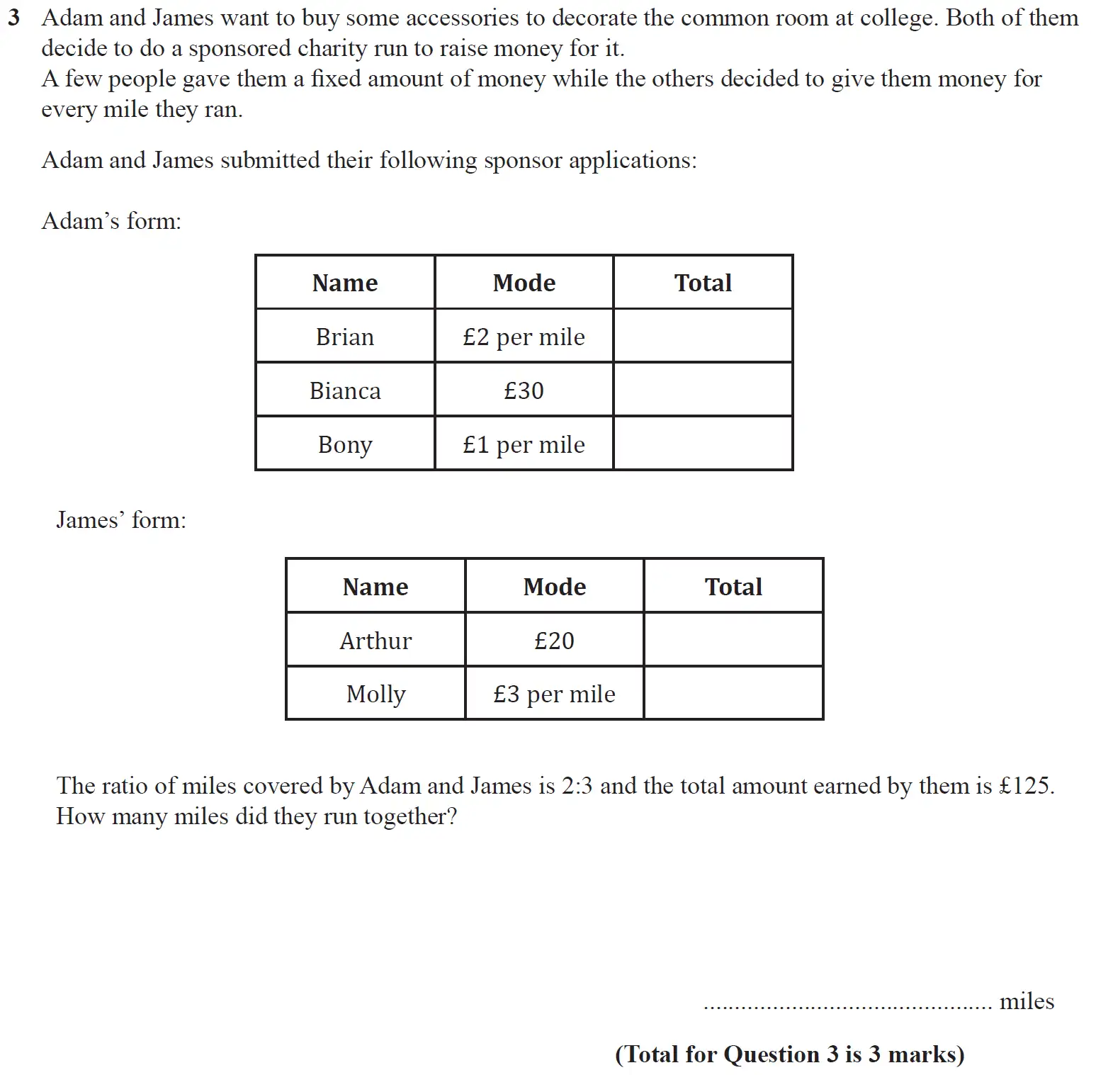 Question 03 - SET 1 - GCSE Foundation Calculator Maths Predicted Paper 3