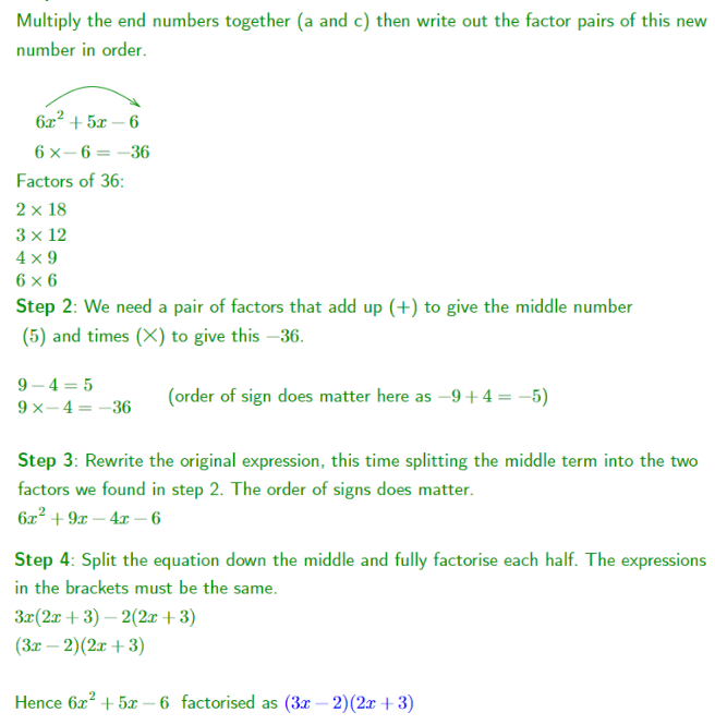 GCSE Factorising Quadratics Image 02
