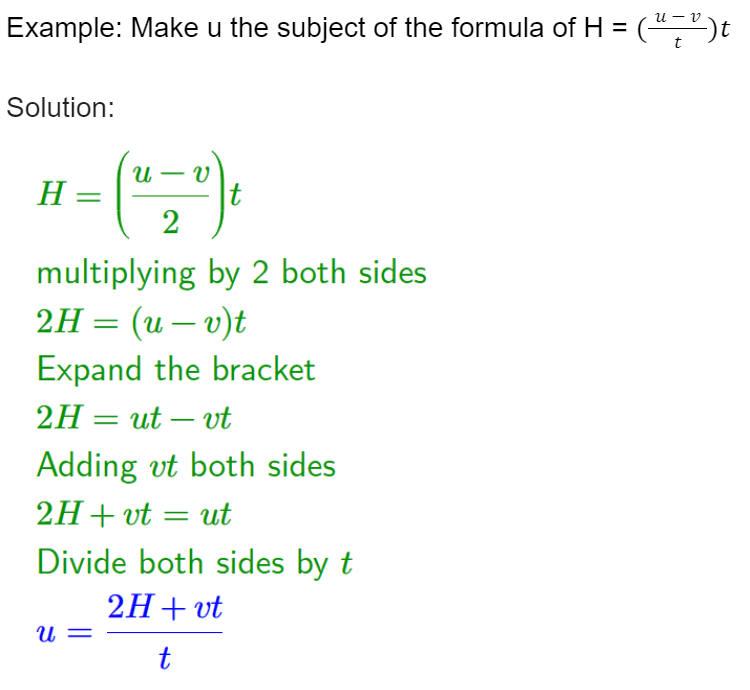 Rearranging Formulae Math solution 02