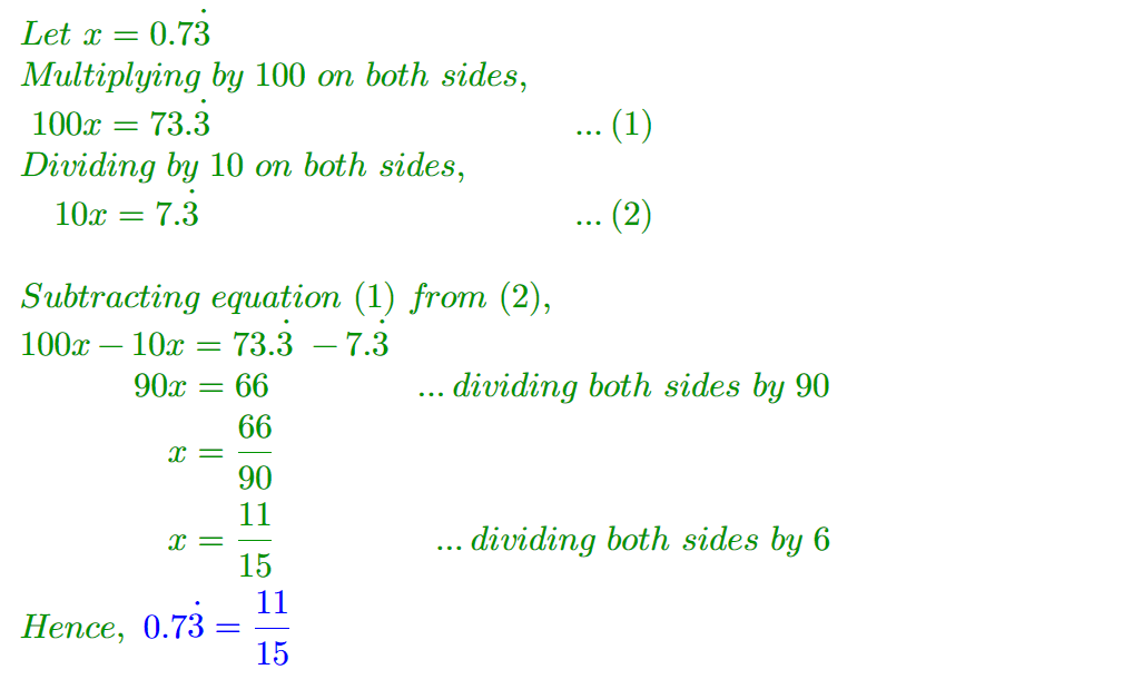 Recurring Decimals Example Solution 03
