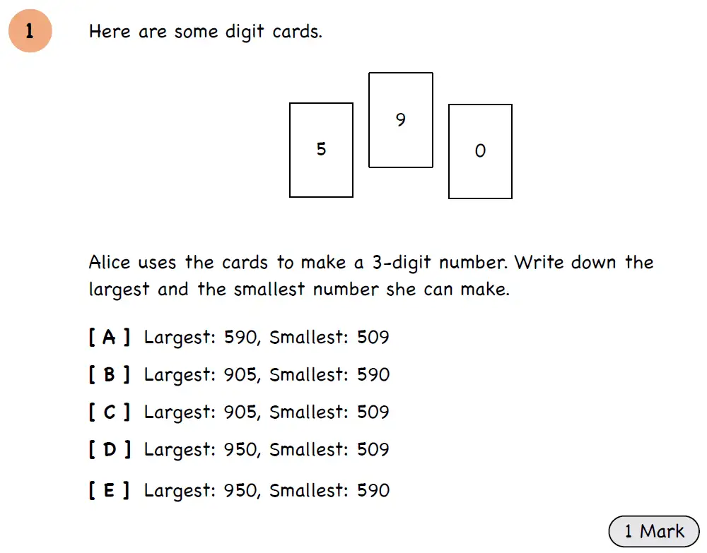 Question 1 - Year 3 - Numbers and Place Value - Assessment 3