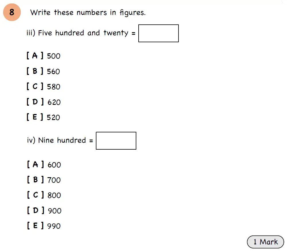 Question 11 - Year 3 - Numbers and Place Value - Assessment 3