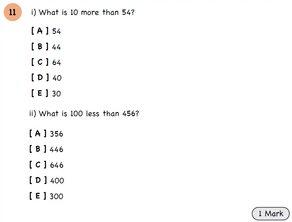 Question 14 - Year 3 - Numbers and Place Value - Assessment 3