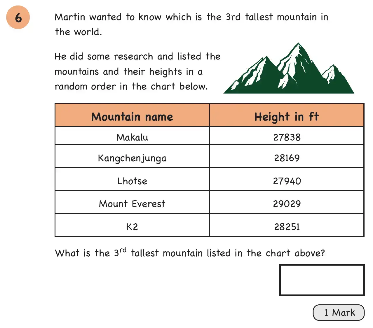 Question 6 - Year 4 – Number and Place Value – Assessment 1